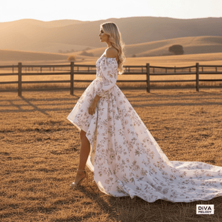 Floral High - Low Bridal Gown - Diva Melody