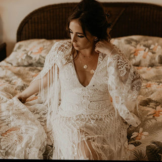 Floral Lace Boho Wedding Dress - Diva Melody