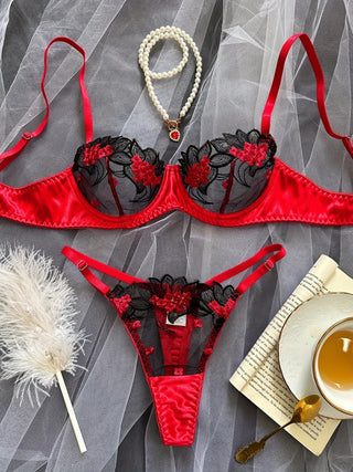 Floral Lace Bra Set 2 Piece Luxury Underwear Sexy Erotic Fairy Fine Outfit - Diva Melody