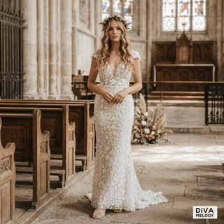 Floral Lace Mermaid Gown - Diva Melody