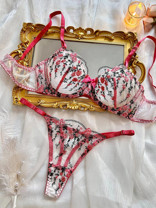 Floral Lace Tulle Lingerie Set - Diva Melody