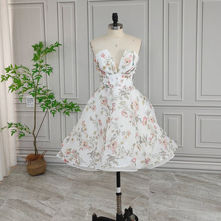 Floral Mini Wedding Dress With Detachable Cape - Diva Melody