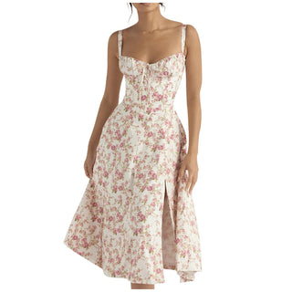 Floral Print Bustier Beach Dress - Diva Melody