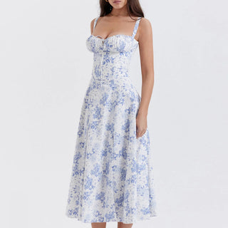 Floral Print Bustier Beach Dress - Diva Melody