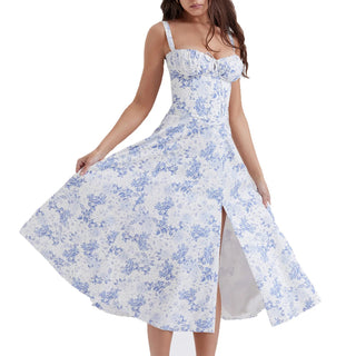 Floral Print Bustier Beach Dress - Diva Melody