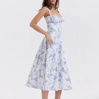 Floral Print Bustier Beach Dress - Diva Melody