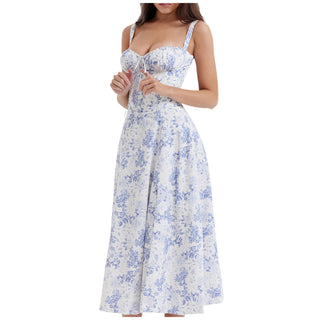 Floral Print Bustier Beach Dress - Diva Melody