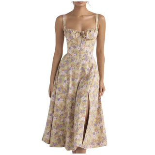 Floral Print Bustier Beach Dress - Diva Melody