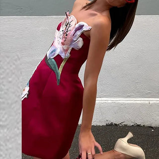 Floral Print Strapless Mini Dress - Diva Melody