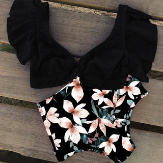 Floral Ruffled Hem Bikini Set Swimsuit Beach Swimwear - Diva Melody