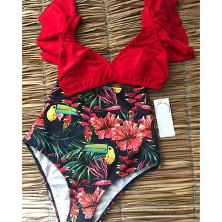 Floral Ruffled Hem Bikini Set Swimsuit Beach Swimwear - Diva Melody