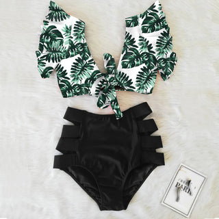 Floral Ruffled Hem Bikini Set Swimsuit Beach Swimwear - Diva Melody