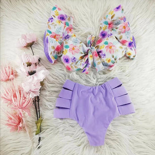 Floral Ruffled Hem Bikini Set Swimsuit Beach Swimwear - Diva Melody