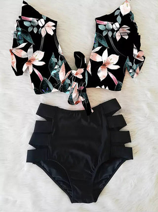 Floral Ruffled Hem Bikini Set Swimsuit Beach Swimwear - Diva Melody