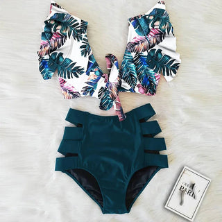 Floral Ruffled Hem Bikini Set Swimsuit Beach Swimwear - Diva Melody