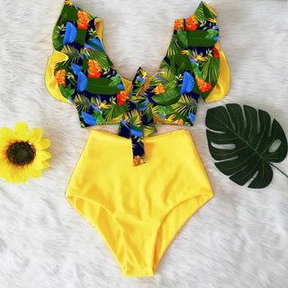 Floral Ruffled Hem Bikini Set Swimsuit Beach Swimwear - Diva Melody