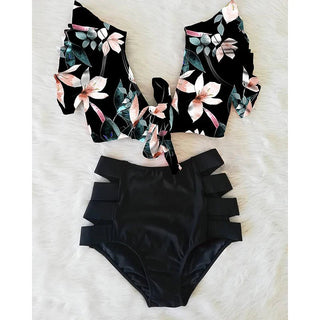 Floral Ruffled Hem Bikini Set Swimsuit Beach Swimwear - Diva Melody