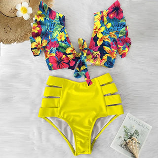 Floral Ruffled Hem Bikini Set Swimsuit Beach Swimwear - Diva Melody