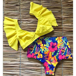 Floral Ruffled Hem Bikini Set Swimsuit Beach Swimwear - Diva Melody