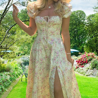 Floral Slim - Fit High Split Dress - Diva Melody