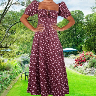 Floral Slim - Fit High Split Dress - Diva Melody