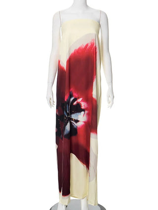 Floral Strapless Maxi Dress - Diva Melody