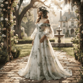 Floral Sweep Train Bridal Gown - Diva Melody