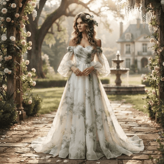 Floral Sweep Train Bridal Gown - Diva Melody