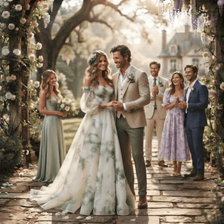 Floral Sweep Train Bridal Gown - Diva Melody