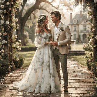 Floral Sweep Train Bridal Gown - Diva Melody