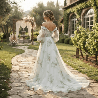 Floral Sweep Train Bridal Gown - Diva Melody