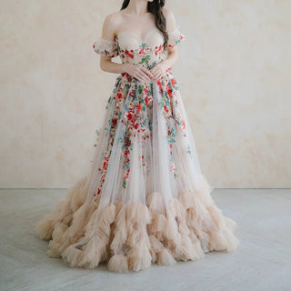 Floral Tulle Princess Wedding Dress - Diva Melody