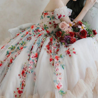 Floral Tulle Princess Wedding Dress - Diva Melody