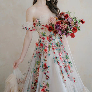 Floral Tulle Princess Wedding Dress - Diva Melody