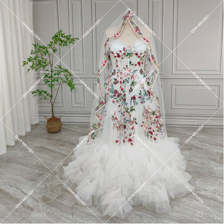 Floral Tulle Princess Wedding Dress - Diva Melody