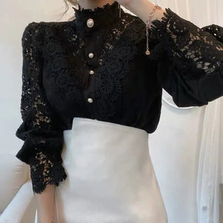 Flower Petal Sleeve High - neck Blouse - Diva Melody