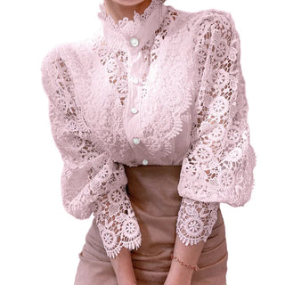 Flower Petal Sleeve High - neck Blouse - Diva Melody