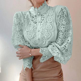 Flower Petal Sleeve High - neck Blouse - Diva Melody