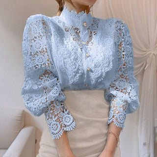 Flower Petal Sleeve High - neck Blouse - Diva Melody