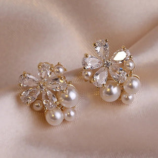 Flower Zircon Stud Earrings - Diva Melody