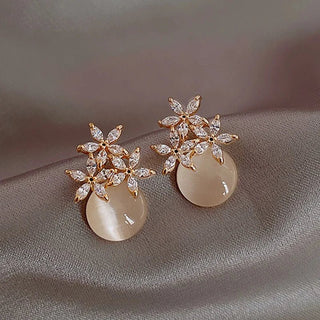 Flower Zircon Stud Earrings - Diva Melody