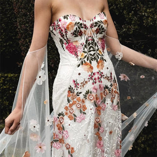 Flowers Embroidery Wedding Dress - Diva Melody