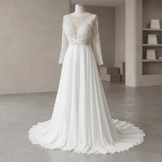 Flowy Chiffon Boho Wedding Dress - Diva Melody