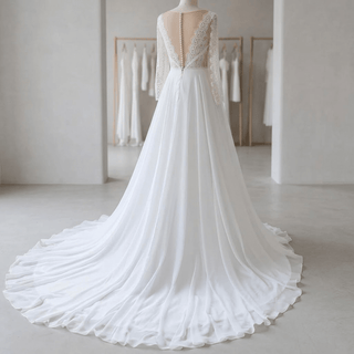 Flowy Chiffon Boho Wedding Dress - Diva Melody