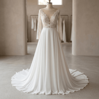 Flowy Chiffon Boho Wedding Dress - Diva Melody