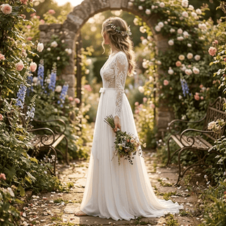 Flowy Chiffon Boho Wedding Dress - Diva Melody