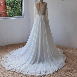 Flowy Chiffon Boho Wedding Dress - Diva Melody