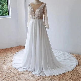 Flowy Chiffon Boho Wedding Dress - Diva Melody