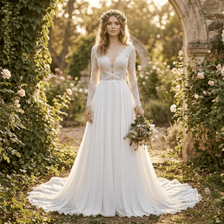 Flowy Chiffon Boho Wedding Dress - Diva Melody