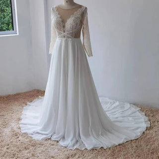 Flowy Chiffon Boho Wedding Dress - Diva Melody